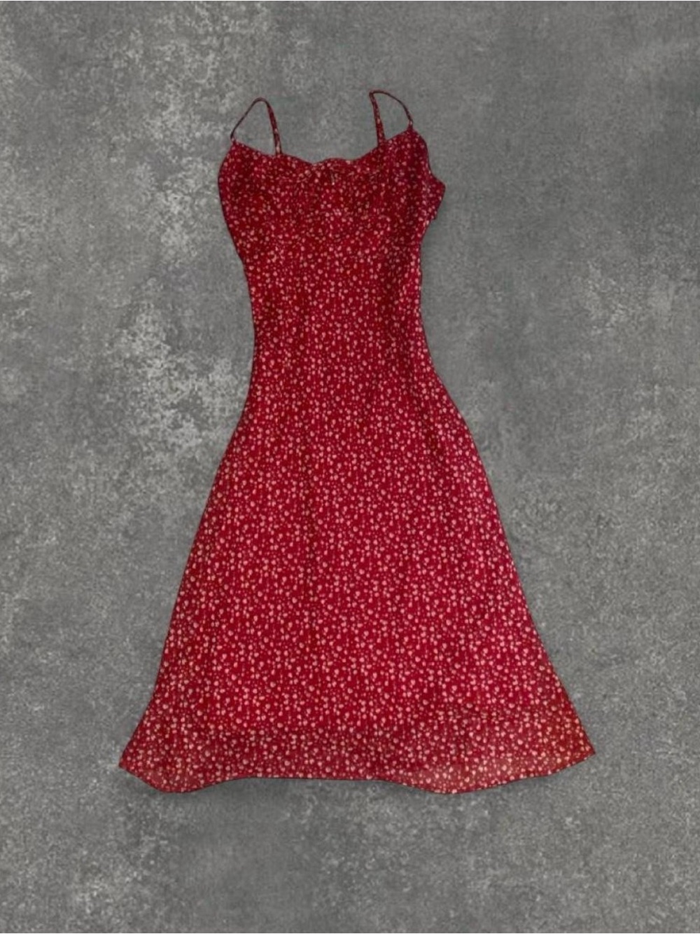 Altar’d State Red Floral Midi Slip Dress with Adjustable Straps